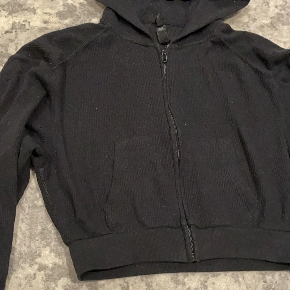 SOLD - NWOT Skims Black Waffle Knit Zip Up Hoodie Sz S - Picture 9 of 16